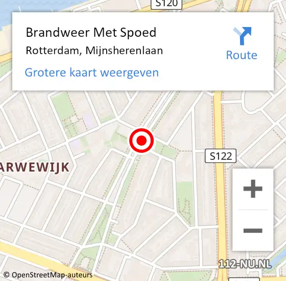 Locatie op kaart van de 112 melding: Brandweer Met Spoed Naar Rotterdam, Mijnsherenlaan op 26 november 2019 06:56