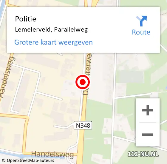 Locatie op kaart van de 112 melding: Politie Lemelerveld, Parallelweg op 26 november 2019 07:59