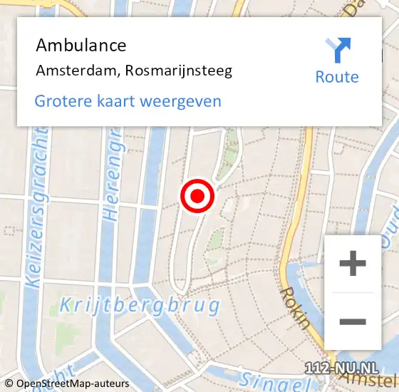 Locatie op kaart van de 112 melding: Ambulance Amsterdam, Rosmarijnsteeg op 26 november 2019 11:29