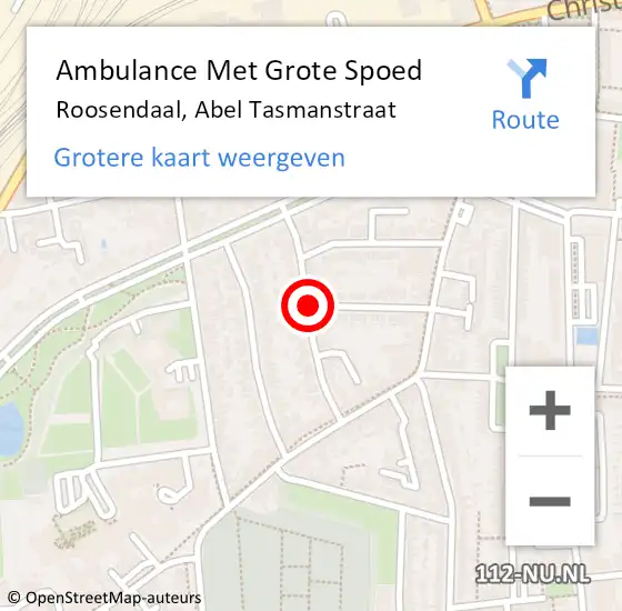 Locatie op kaart van de 112 melding: Ambulance Met Grote Spoed Naar Roosendaal, Abel Tasmanstraat op 26 november 2019 11:32
