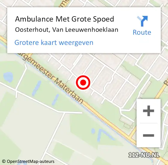Locatie op kaart van de 112 melding: Ambulance Met Grote Spoed Naar Oosterhout, Van Leeuwenhoeklaan op 26 november 2019 12:24