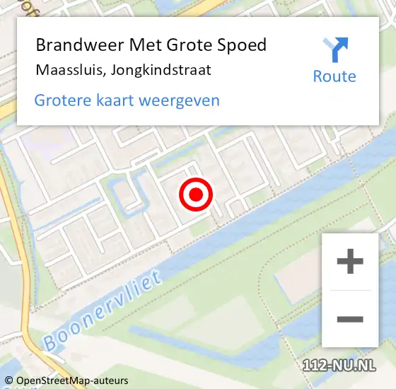 Locatie op kaart van de 112 melding: Brandweer Met Grote Spoed Naar Maassluis, Jongkindstraat op 26 november 2019 16:28