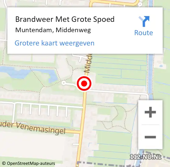 Locatie op kaart van de 112 melding: Brandweer Met Grote Spoed Naar Muntendam, Middenweg op 26 november 2019 16:47