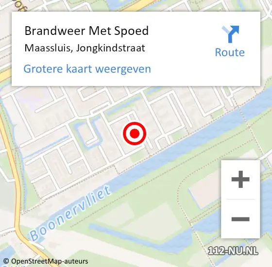 Locatie op kaart van de 112 melding: Brandweer Met Spoed Naar Maassluis, Jongkindstraat op 26 november 2019 16:49