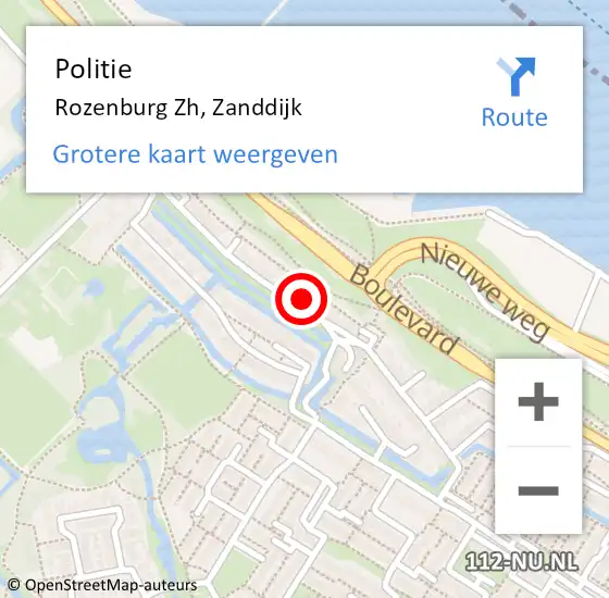 Locatie op kaart van de 112 melding: Politie Rozenburg Zh, Zanddijk op 26 november 2019 16:52