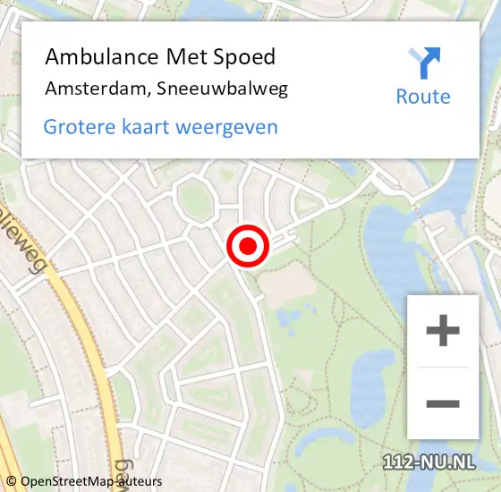 Locatie op kaart van de 112 melding: Ambulance Met Spoed Naar Amsterdam, Sneeuwbalweg op 26 november 2019 17:29