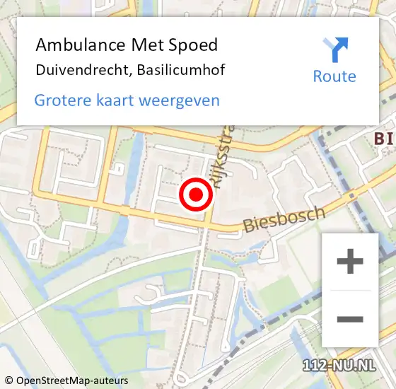 Locatie op kaart van de 112 melding: Ambulance Met Spoed Naar Duivendrecht, Basilicumhof op 26 november 2019 20:05