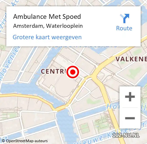 Locatie op kaart van de 112 melding: Ambulance Met Spoed Naar Amsterdam, Waterlooplein op 27 november 2019 00:23