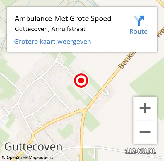 Locatie op kaart van de 112 melding: Ambulance Met Grote Spoed Naar Guttecoven, Arnulfstraat op 20 april 2014 23:49