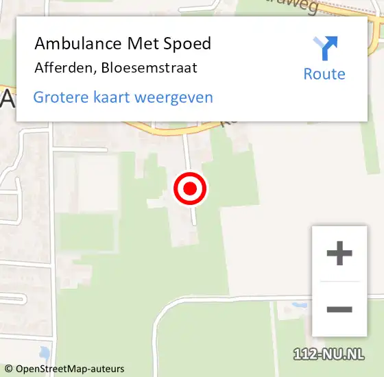 Locatie op kaart van de 112 melding: Ambulance Met Spoed Naar Afferden, Bloesemstraat op 27 november 2019 07:55