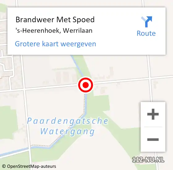 Locatie op kaart van de 112 melding: Brandweer Met Spoed Naar 's-Heerenhoek, Werrilaan op 27 november 2019 11:37