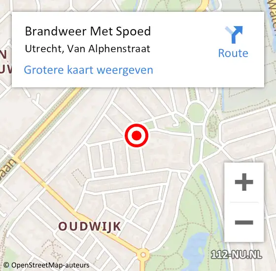 Locatie op kaart van de 112 melding: Brandweer Met Spoed Naar Utrecht, Van Alphenstraat op 27 november 2019 12:43