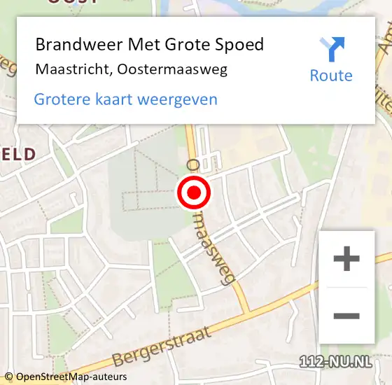 Locatie op kaart van de 112 melding: Brandweer Met Grote Spoed Naar Maastricht, Oostermaasweg op 27 november 2019 13:49