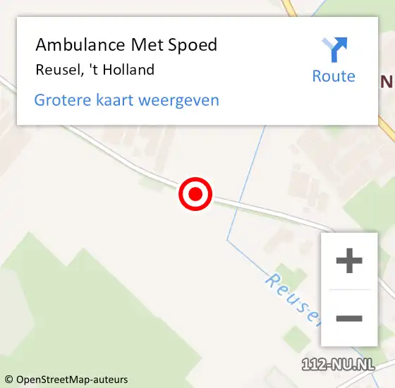 Locatie op kaart van de 112 melding: Ambulance Met Spoed Naar Reusel, 't Holland op 27 november 2019 14:51