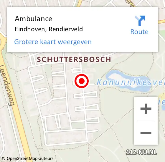Locatie op kaart van de 112 melding: Ambulance Eindhoven, Rendierveld op 27 november 2019 15:15