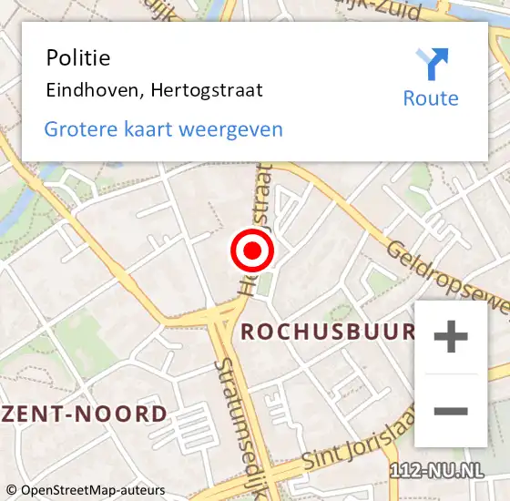 Locatie op kaart van de 112 melding: Politie Eindhoven, Hertogstraat op 27 november 2019 17:00