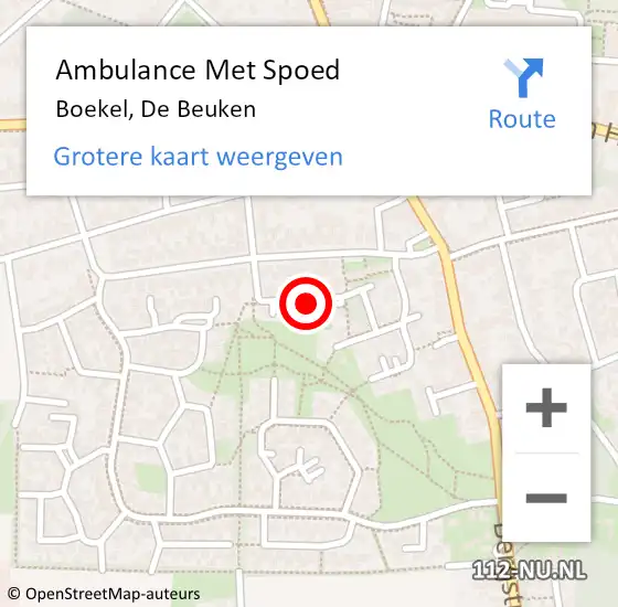 Locatie op kaart van de 112 melding: Ambulance Met Spoed Naar Boekel, De Beuken op 27 november 2019 17:08
