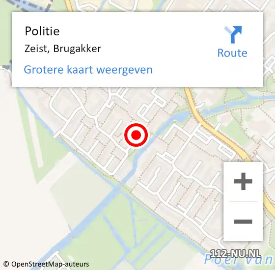 Locatie op kaart van de 112 melding: Politie Zeist, Brugakker op 27 november 2019 17:24