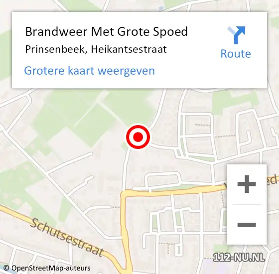 Locatie op kaart van de 112 melding: Brandweer Met Grote Spoed Naar Prinsenbeek, Heikantsestraat op 27 november 2019 17:28