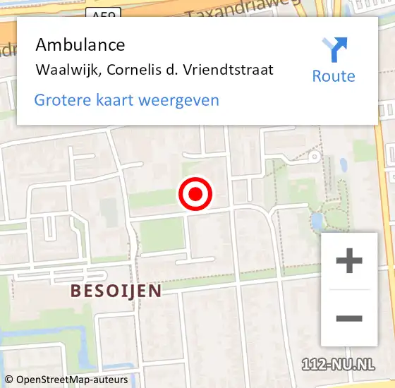 Locatie op kaart van de 112 melding: Ambulance Waalwijk, Cornelis d. Vriendtstraat op 27 november 2019 23:19