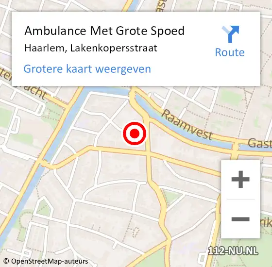 Locatie op kaart van de 112 melding: Ambulance Met Grote Spoed Naar Haarlem, Lakenkopersstraat op 28 november 2019 02:27