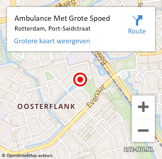 Locatie op kaart van de 112 melding: Ambulance Met Grote Spoed Naar Rotterdam, Port-Saidstraat op 28 november 2019 07:24