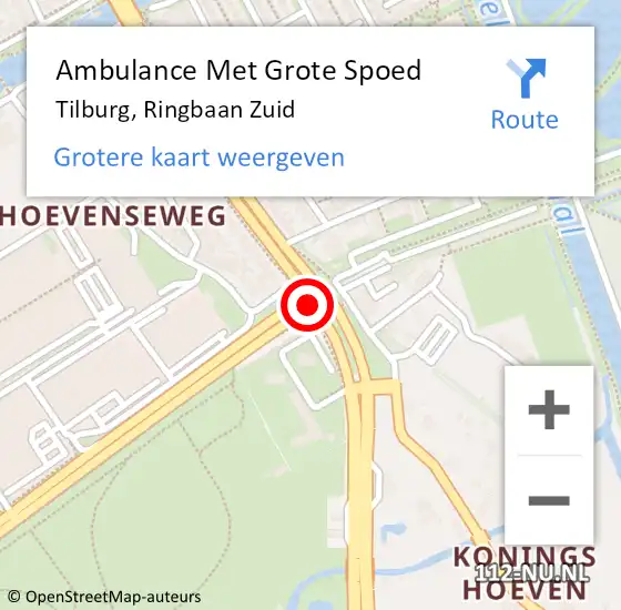 Locatie op kaart van de 112 melding: Ambulance Met Grote Spoed Naar Tilburg, Ringbaan Zuid op 28 november 2019 08:03