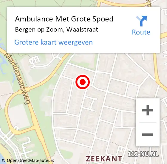 Locatie op kaart van de 112 melding: Ambulance Met Grote Spoed Naar Bergen op Zoom, Waalstraat op 28 november 2019 08:29