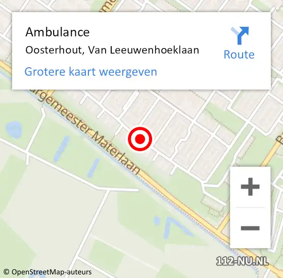 Locatie op kaart van de 112 melding: Ambulance Oosterhout, Van Leeuwenhoeklaan op 28 november 2019 09:11