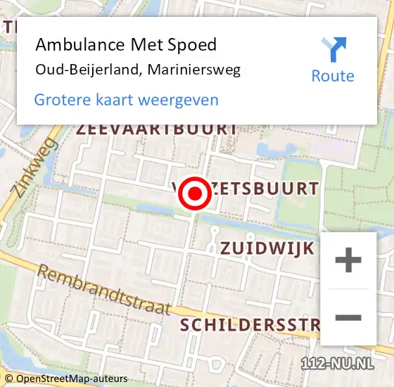 Locatie op kaart van de 112 melding: Ambulance Met Spoed Naar Oud-Beijerland, Mariniersweg op 28 november 2019 10:10