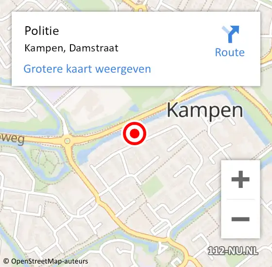 Locatie op kaart van de 112 melding: Politie Kampen, Damstraat op 28 november 2019 13:22