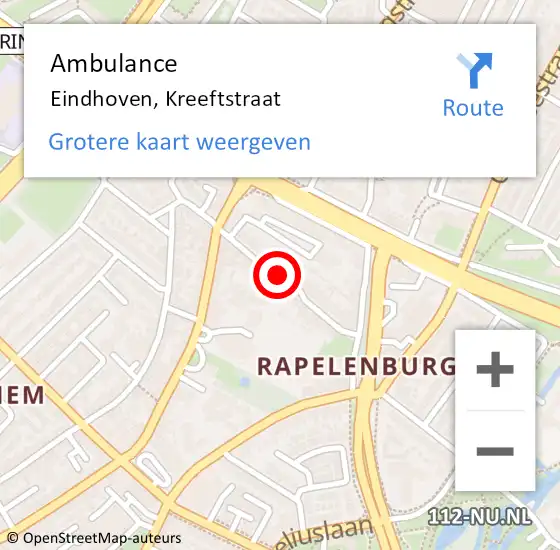 Locatie op kaart van de 112 melding: Ambulance Eindhoven, Kreeftstraat op 28 november 2019 15:16
