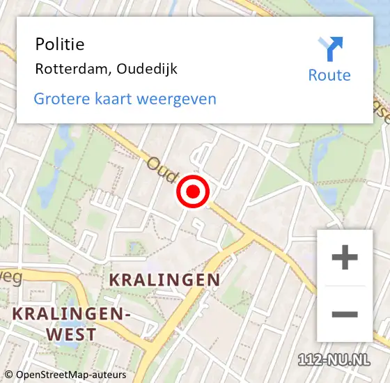 Locatie op kaart van de 112 melding: Politie Rotterdam, Oudedijk op 28 november 2019 16:46