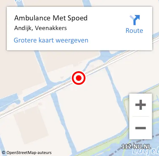 Locatie op kaart van de 112 melding: Ambulance Met Spoed Naar Andijk, Veenakkers op 28 november 2019 20:21