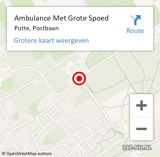 Locatie op kaart van de 112 melding: Ambulance Met Grote Spoed Naar Putte, Postbaan op 29 november 2019 06:24