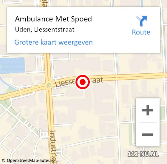 Locatie op kaart van de 112 melding: Ambulance Met Spoed Naar Uden, Liessentstraat op 29 november 2019 10:46