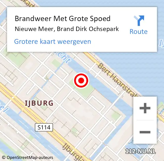 Locatie op kaart van de 112 melding: Brandweer Met Grote Spoed Naar Amsterdam, Brand Dirk Ochsepark op 29 november 2019 14:23