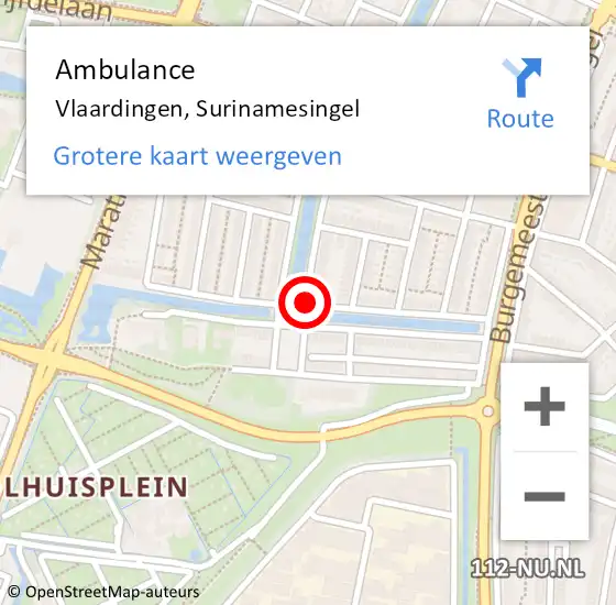 Locatie op kaart van de 112 melding: Ambulance Vlaardingen, Surinamesingel op 29 november 2019 15:03