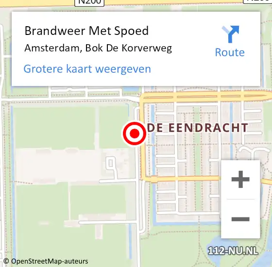 Locatie op kaart van de 112 melding: Brandweer Met Spoed Naar Amsterdam, Bok De Korverweg op 29 november 2019 15:18