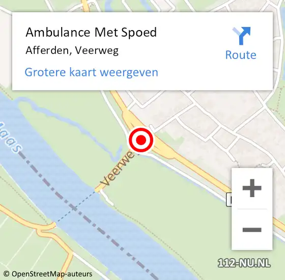Locatie op kaart van de 112 melding: Ambulance Met Spoed Naar Afferden, Veerweg op 29 november 2019 15:43