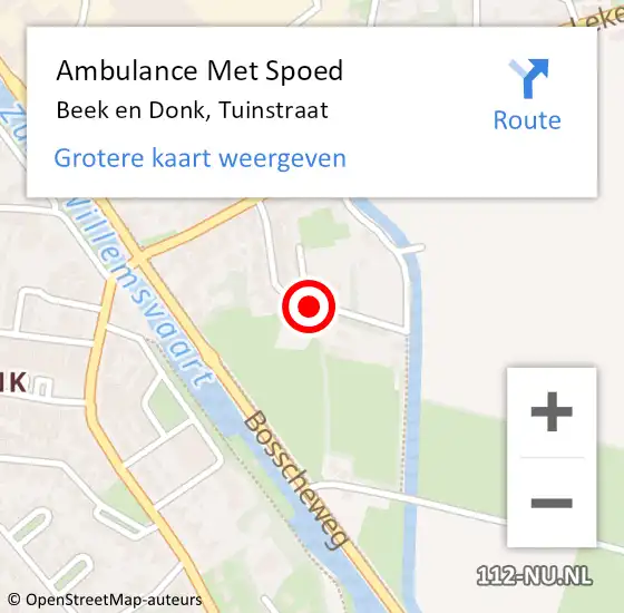 Locatie op kaart van de 112 melding: Ambulance Met Spoed Naar Beek en Donk, Tuinstraat op 29 november 2019 15:52