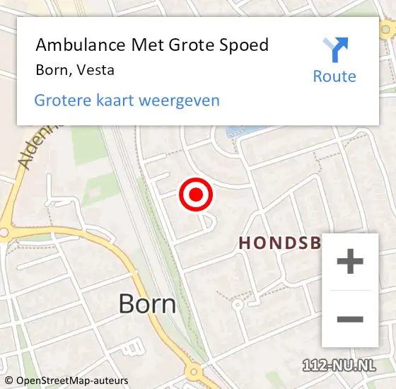 Locatie op kaart van de 112 melding: Ambulance Met Grote Spoed Naar Born, Vesta op 21 april 2014 11:34
