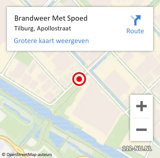 Locatie op kaart van de 112 melding: Brandweer Met Spoed Naar Tilburg, Apollostraat op 30 november 2019 10:08
