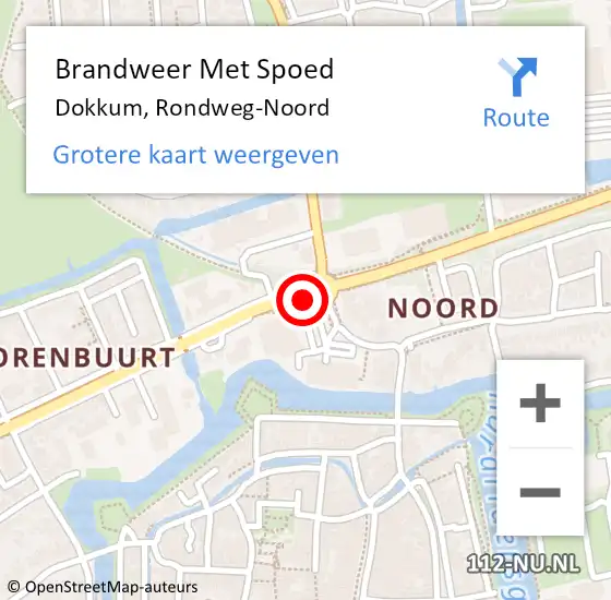Locatie op kaart van de 112 melding: Brandweer Met Spoed Naar Dokkum, Rondweg-Noord op 30 november 2019 10:36