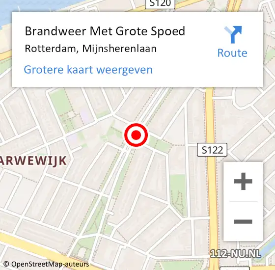 Locatie op kaart van de 112 melding: Brandweer Met Grote Spoed Naar Rotterdam, Mijnsherenlaan op 30 november 2019 10:54