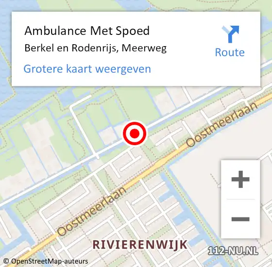 Locatie op kaart van de 112 melding: Ambulance Met Spoed Naar Berkel en Rodenrijs, Meerweg op 30 november 2019 11:05