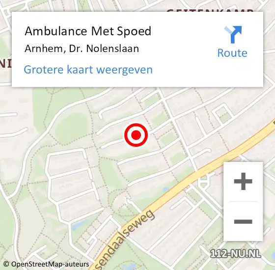 Locatie op kaart van de 112 melding: Ambulance Met Spoed Naar Arnhem, Dr. Nolenslaan op 30 november 2019 13:07