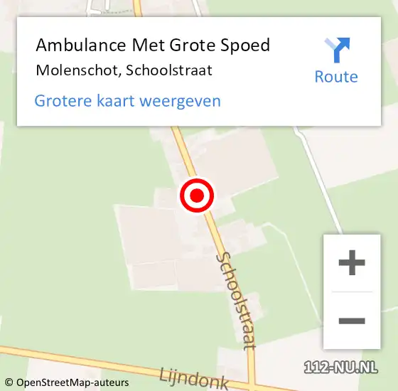 Locatie op kaart van de 112 melding: Ambulance Met Grote Spoed Naar Molenschot, Schoolstraat op 30 november 2019 15:51