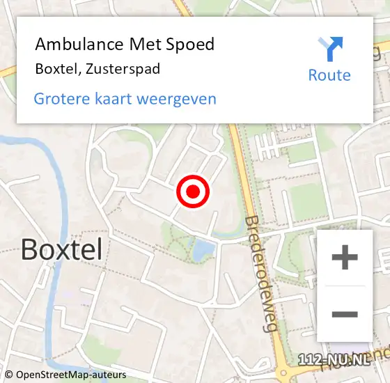 Locatie op kaart van de 112 melding: Ambulance Met Spoed Naar Boxtel, Zusterspad op 30 november 2019 17:52