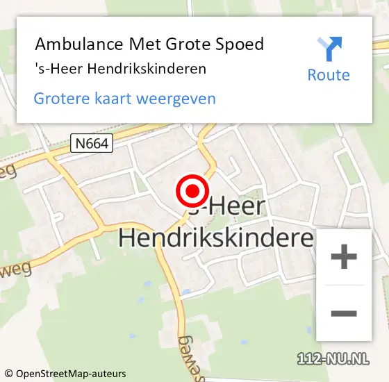 Locatie op kaart van de 112 melding: Ambulance Met Grote Spoed Naar 's-Heer Hendrikskinderen op 30 november 2019 19:50